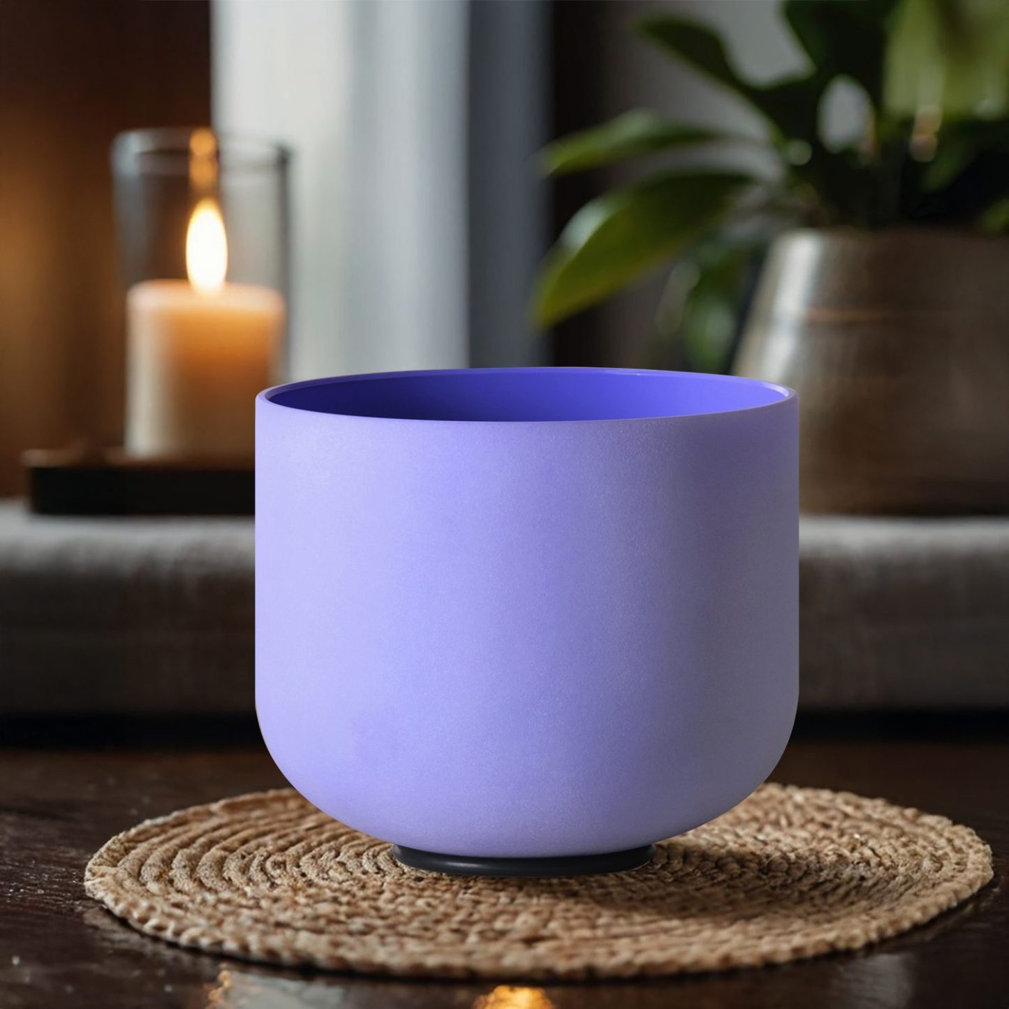Violet Frosted Crystal Singing Bowl – B Note / Crown Chakra