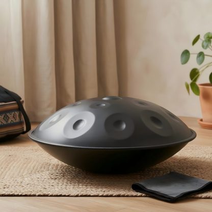 CVNC Harmonic Handpan Black Color 9 Notes Steel Tongue Percussion Drum 22 Inch With Free Bag For Meditation Healing