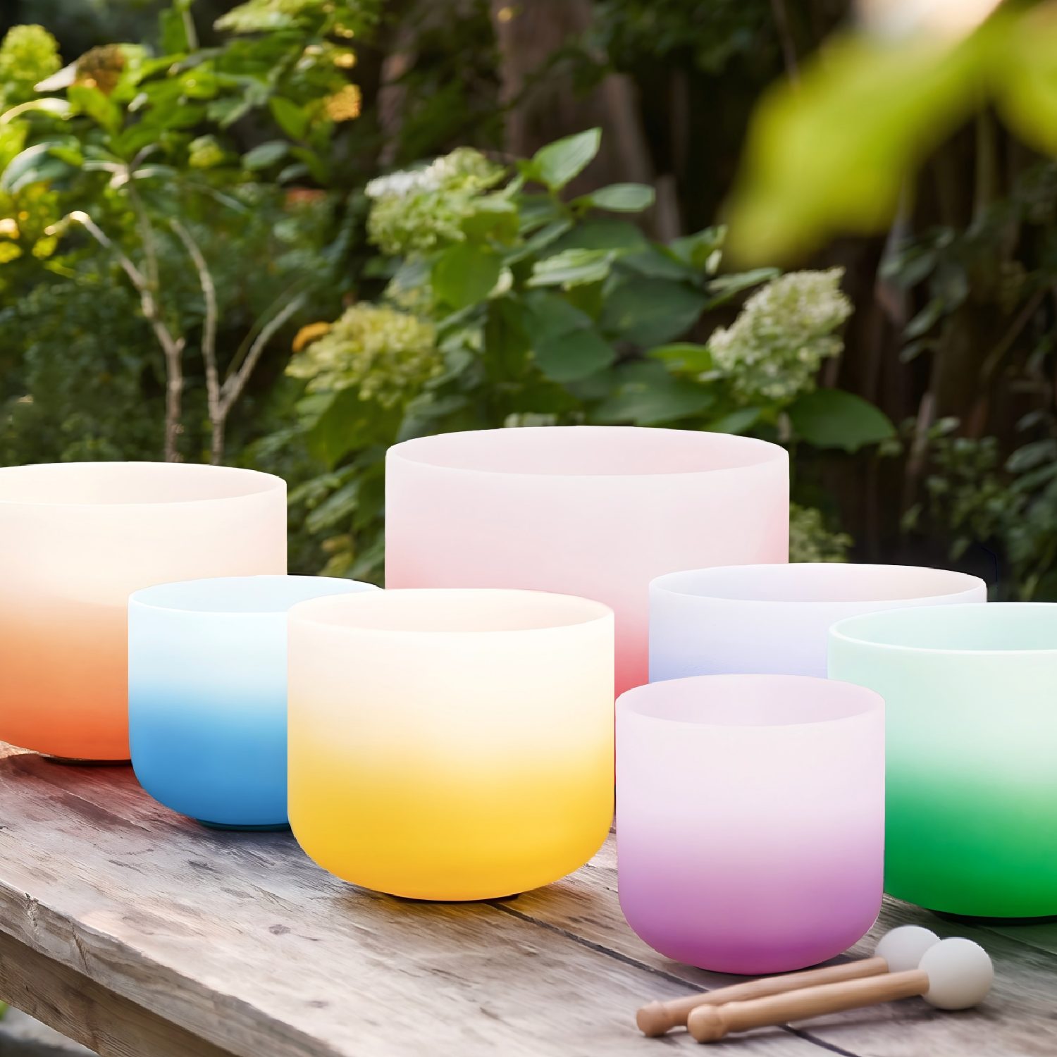 CVNC 7-12 Inch Aria Gradient Design Chakra Crystal Singing Bowl Set