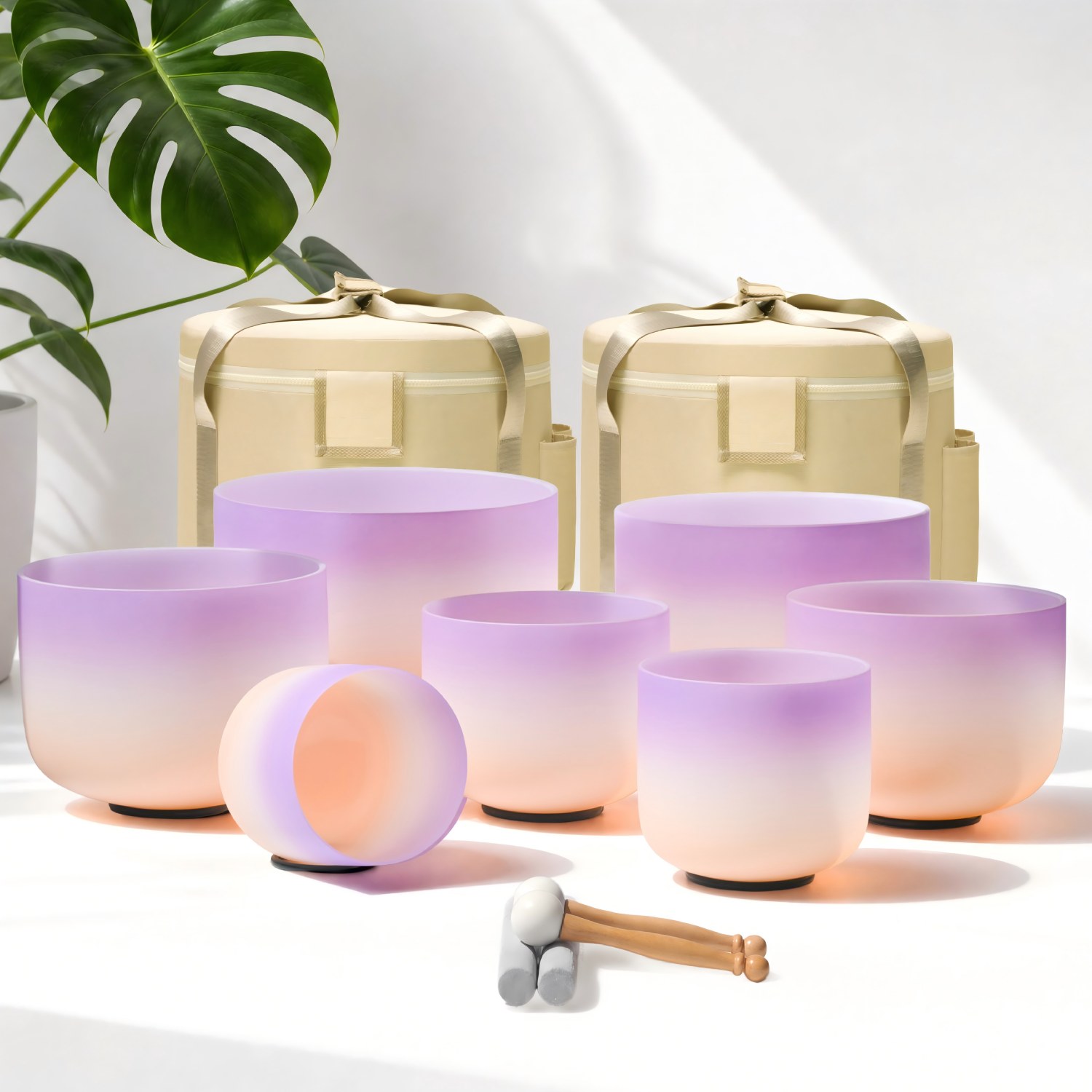 CVNC Lavender Dawn Crystal Singing Bowl Set