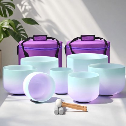CVNC SaharaIrisBlue Frosted Crystal Singing Bowl Set – Crystal CVNC