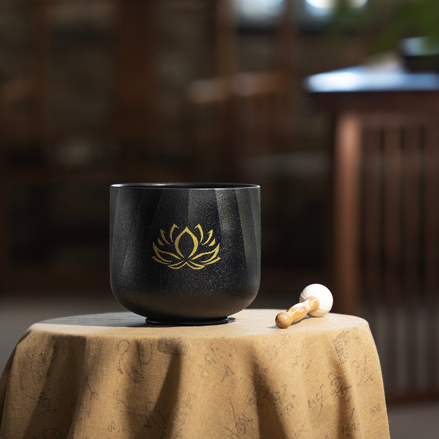 CVNC Black Lotus Crystal Singing Bowl For Meditation Healing