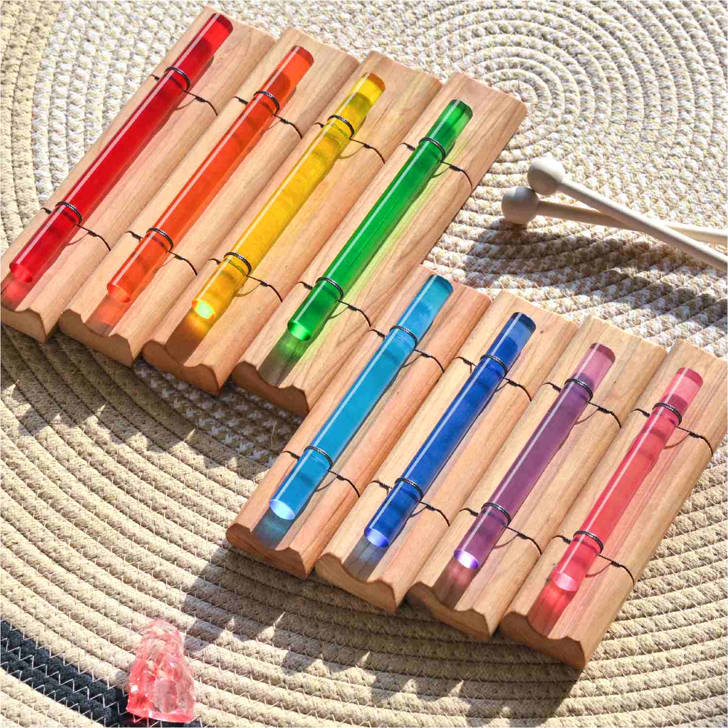 Rainbow Crystal Chakra Energy Bar Chime Set for Meditation