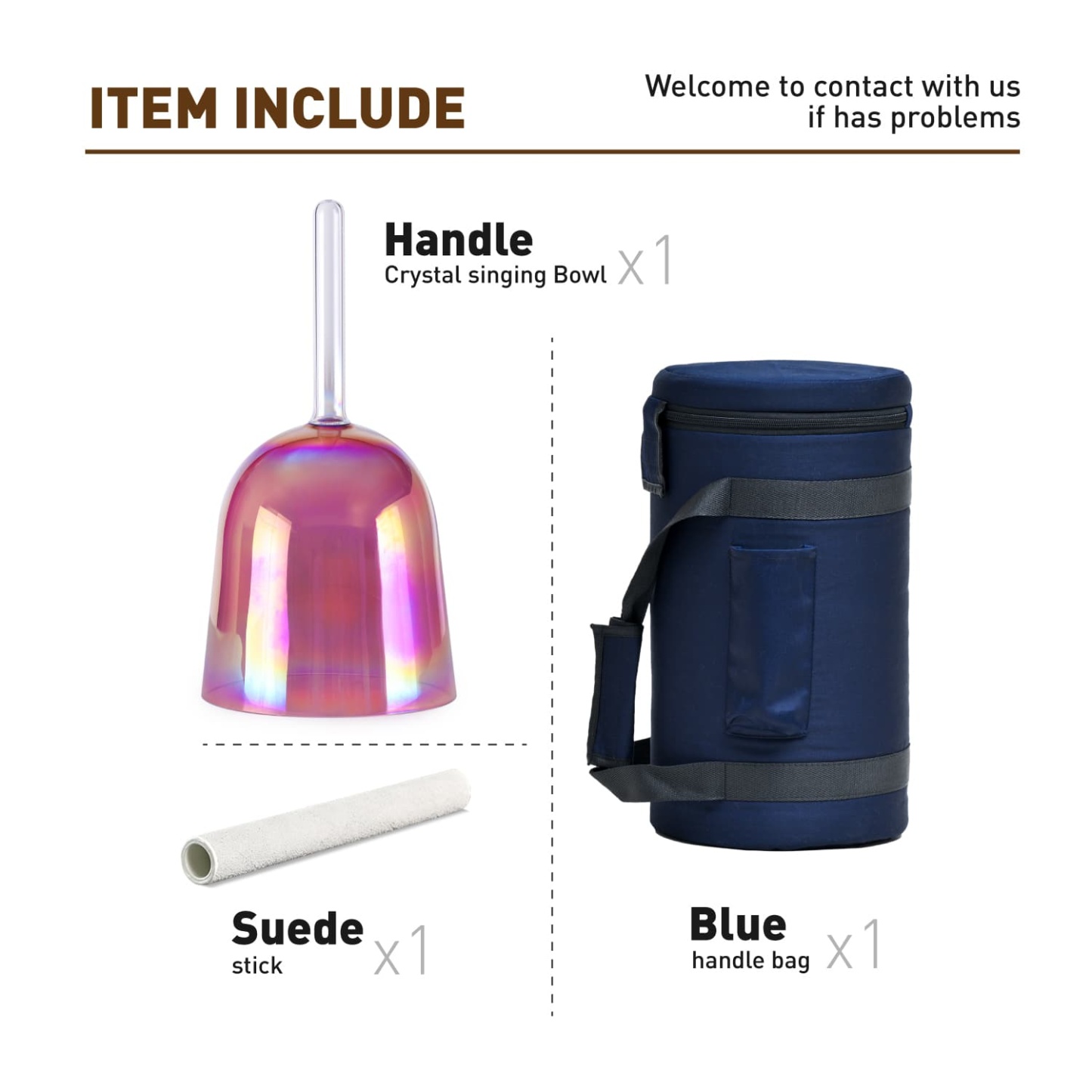 CVNC Purple Gold Halo Handle Crystal Singing Bowl With Carrier Bag For Chakra Healing Meditation