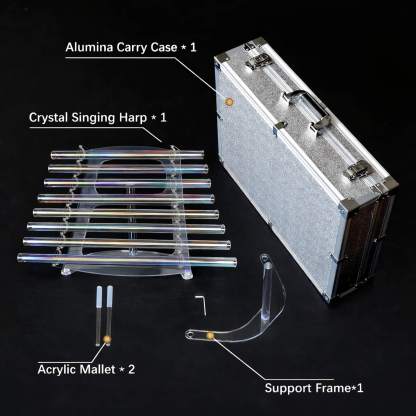 CVNC Clear Cosmic Light Crystal Singing Harp With 8 Notes & Alumina Alloy Box For Meditation Healing