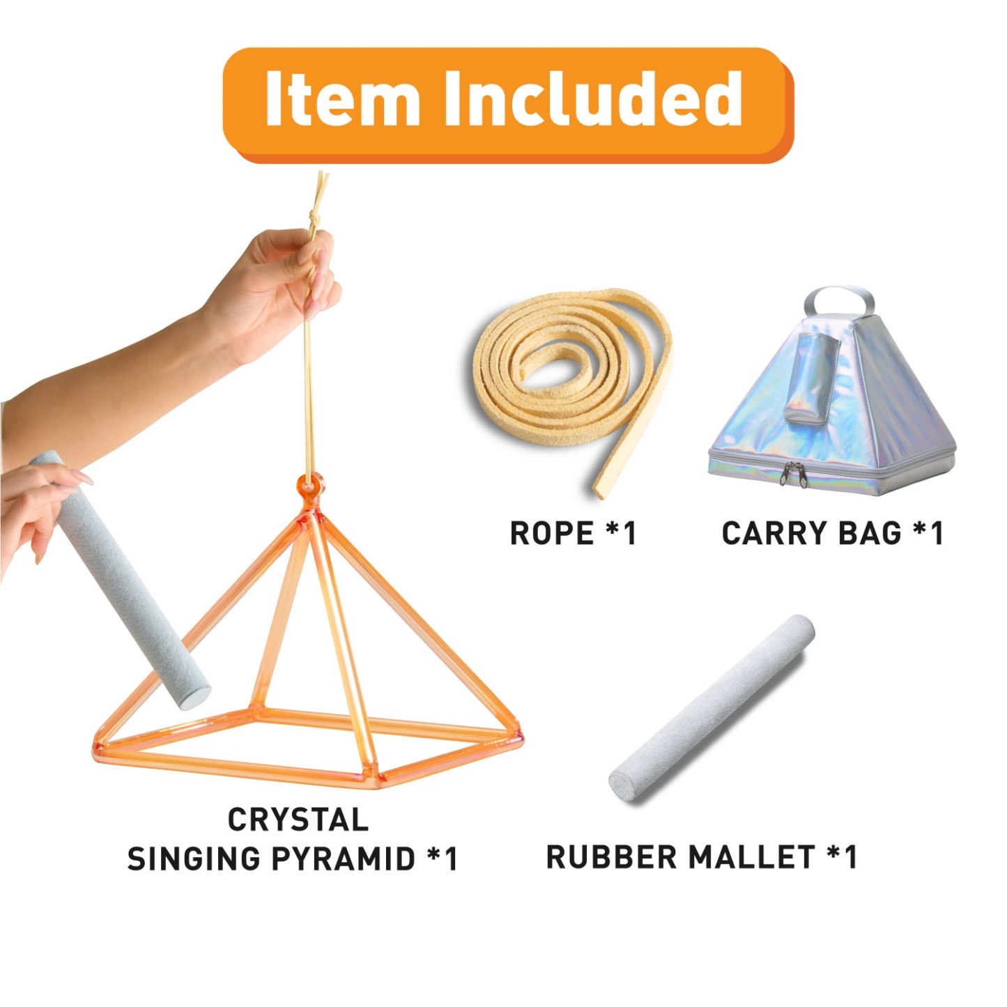 CVNC Triangle Yellow Crystal Singing Pyramid With Carrier Bag