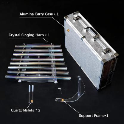 CVNC Clear Cosmic Light Crystal Singing Harp With 8 Notes & Alumina Alloy Box For Meditation Healing