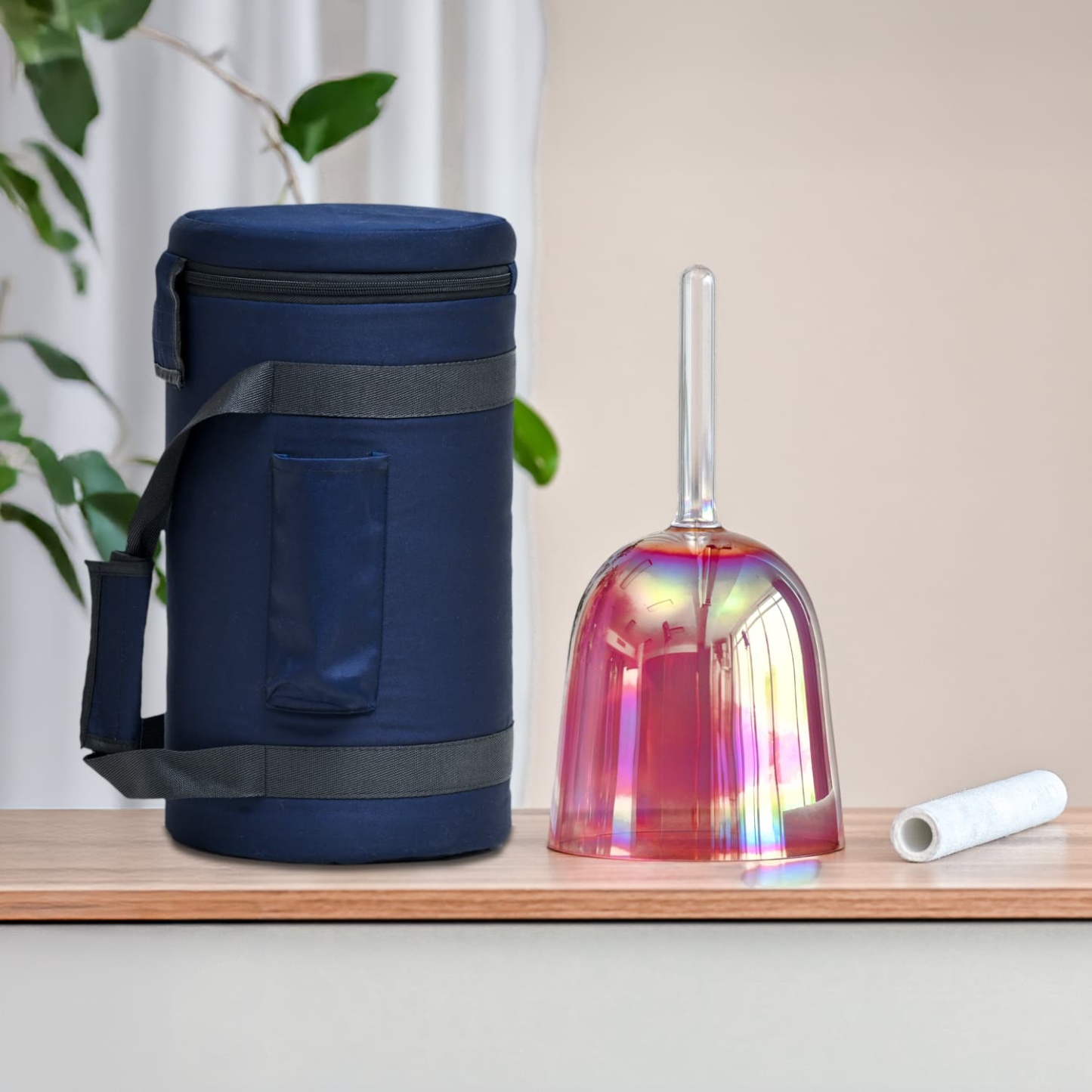 CVNC Purple Gold Halo Handle Crystal Singing Bowl with Carrier Bag