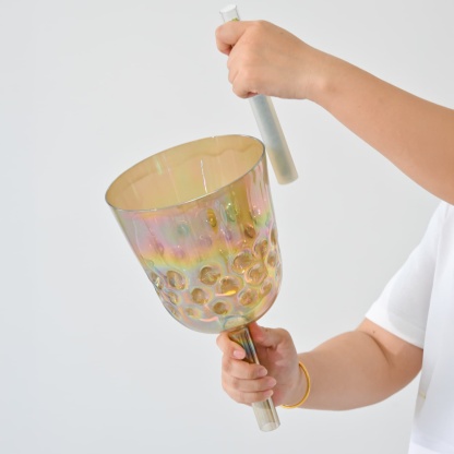 CVNC Golden Orbit Iridescent Practitioner Crystal Singing Bowl With Carrier Bag