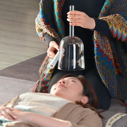 CVNC Handle Clear Crystal Singing Bowl With Carrier Bag For Chakra Healing Meditation