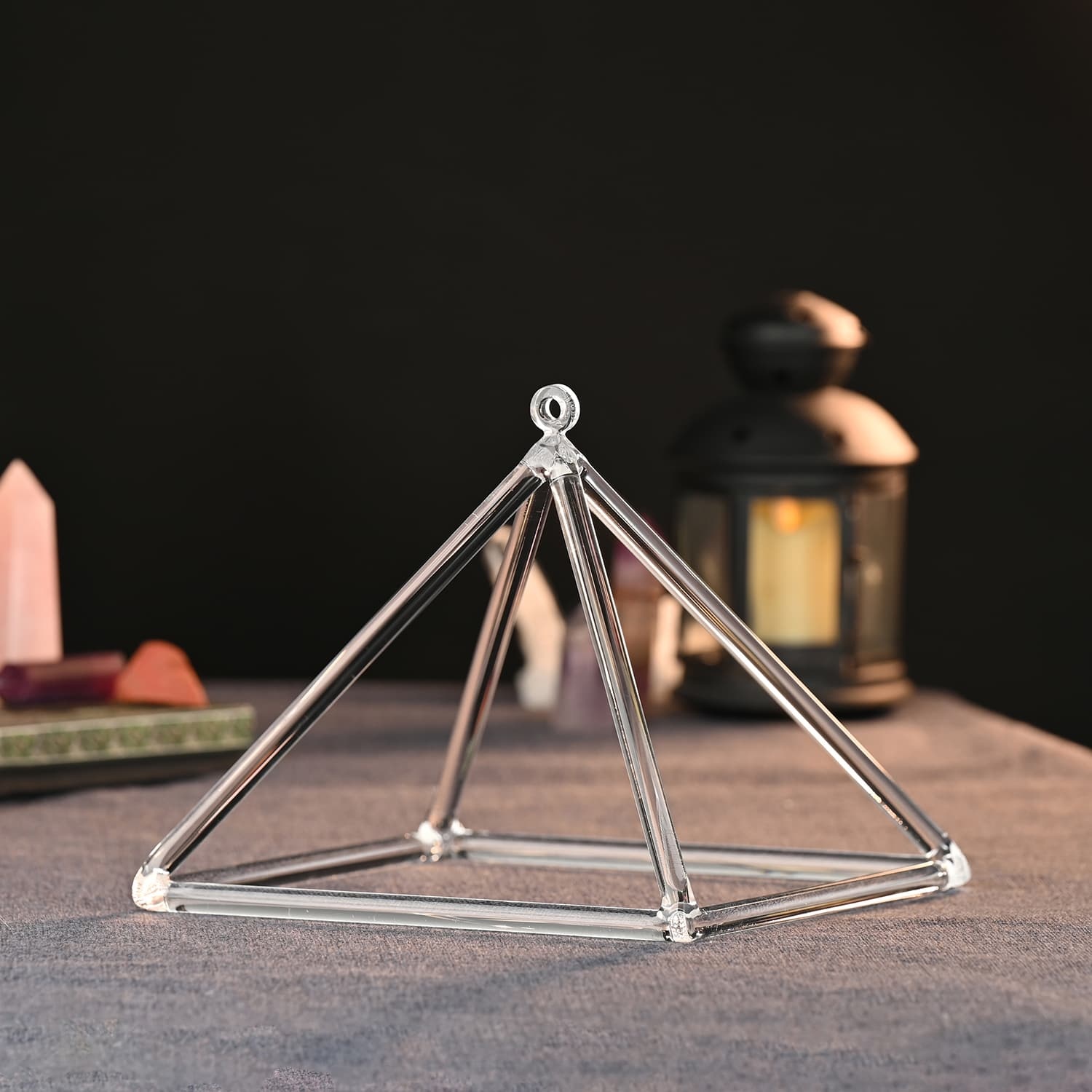 Clear Quartz Crystal Singing Pyramid with Carrier Bag – Sound Healing Instrument