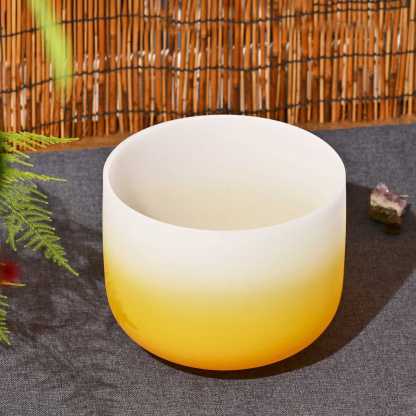 CVNC E Note Solar Plexus Chakra Yellow Aria Gradient Design Crystal Singing Bowl For Sound Healing