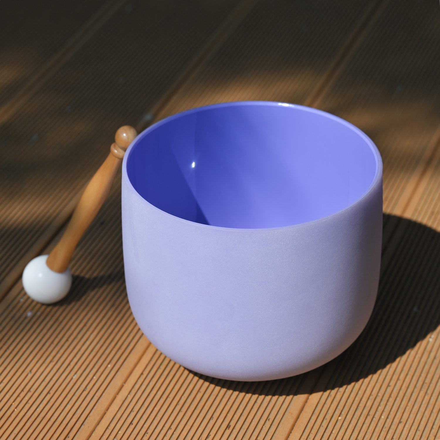 Violet Frosted Crystal Singing Bowl – B Note / Crown Chakra