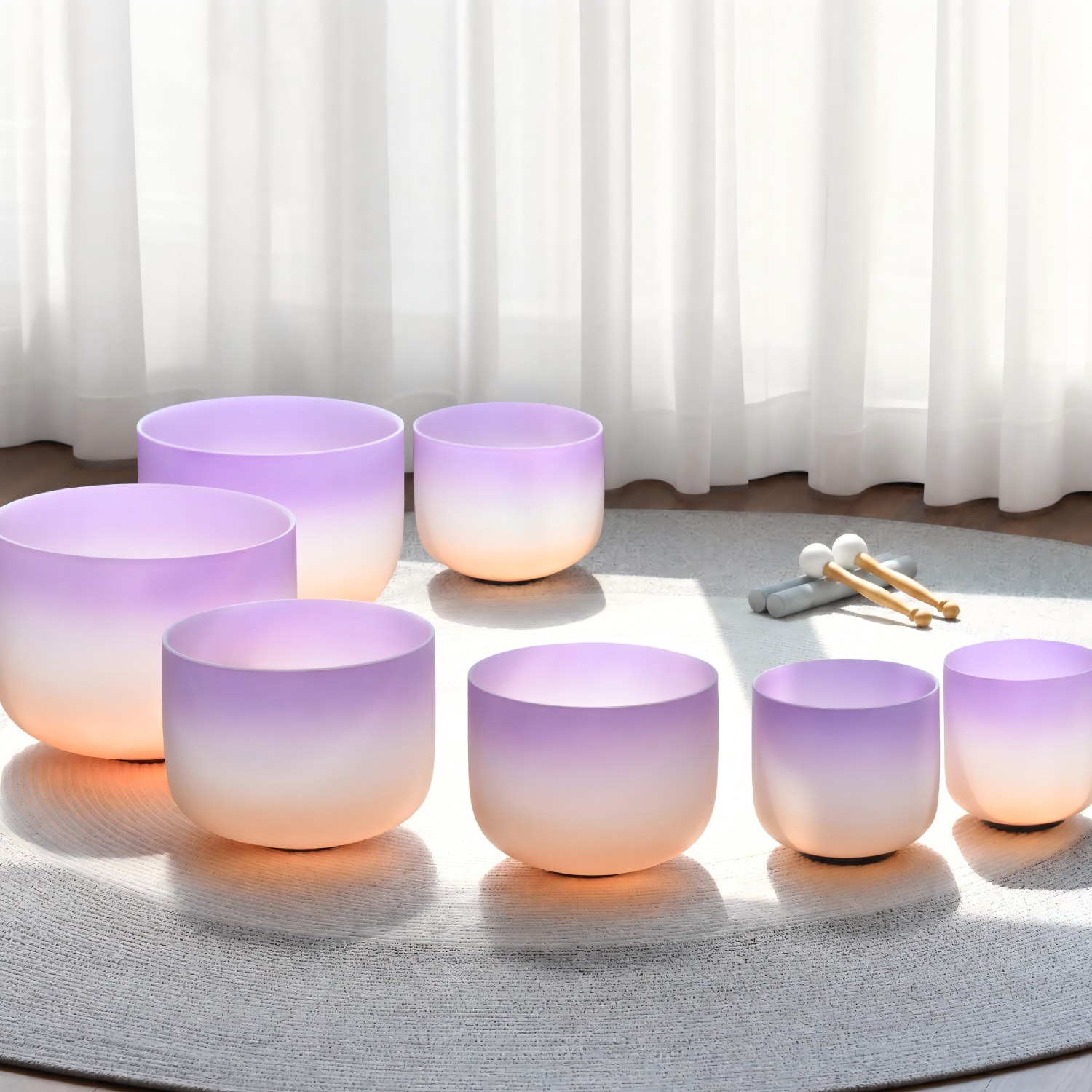 CVNC Lavender Dawn Crystal Singing Bowl Set