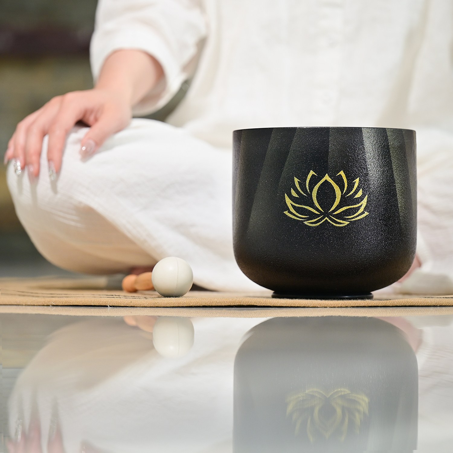 CVNC Black Lotus Crystal Singing Bowl For Meditation Healing