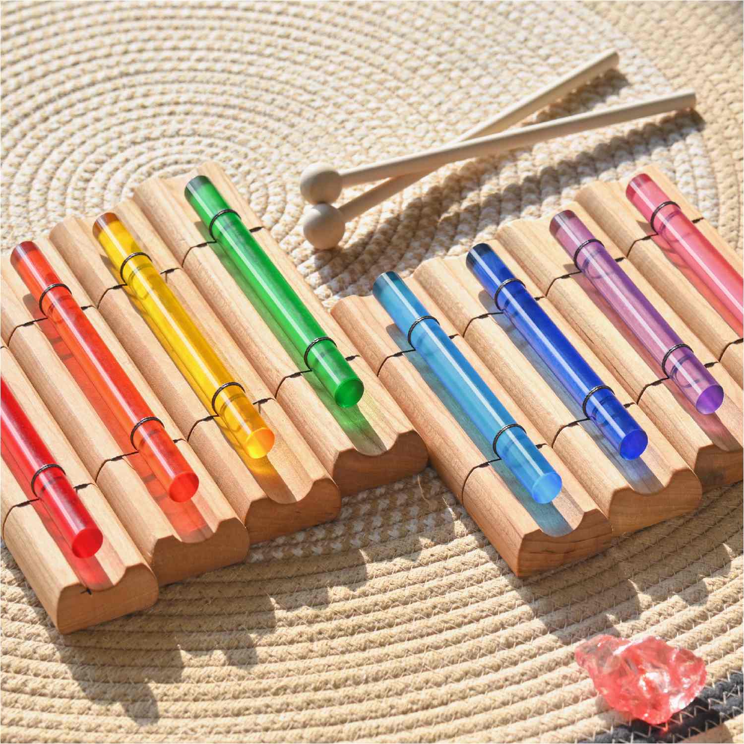 Rainbow Crystal Chakra Energy Bar Chime Set for Meditation