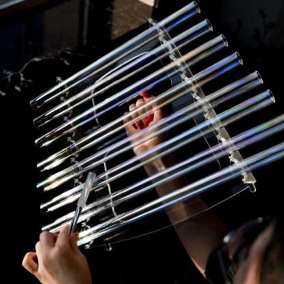 CVNC Clear Cosmic Light Crystal Singing Harp With 8 Notes & Alumina Alloy Box For Meditation Healing