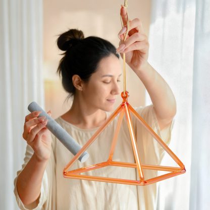 CVNC Triangle Yellow Crystal Singing Pyramid With Carrier Bag