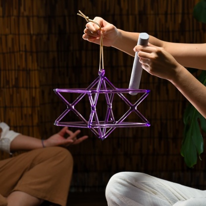 CVNC Purple Quartz Crystal Singing Merkaba With Carry Bag