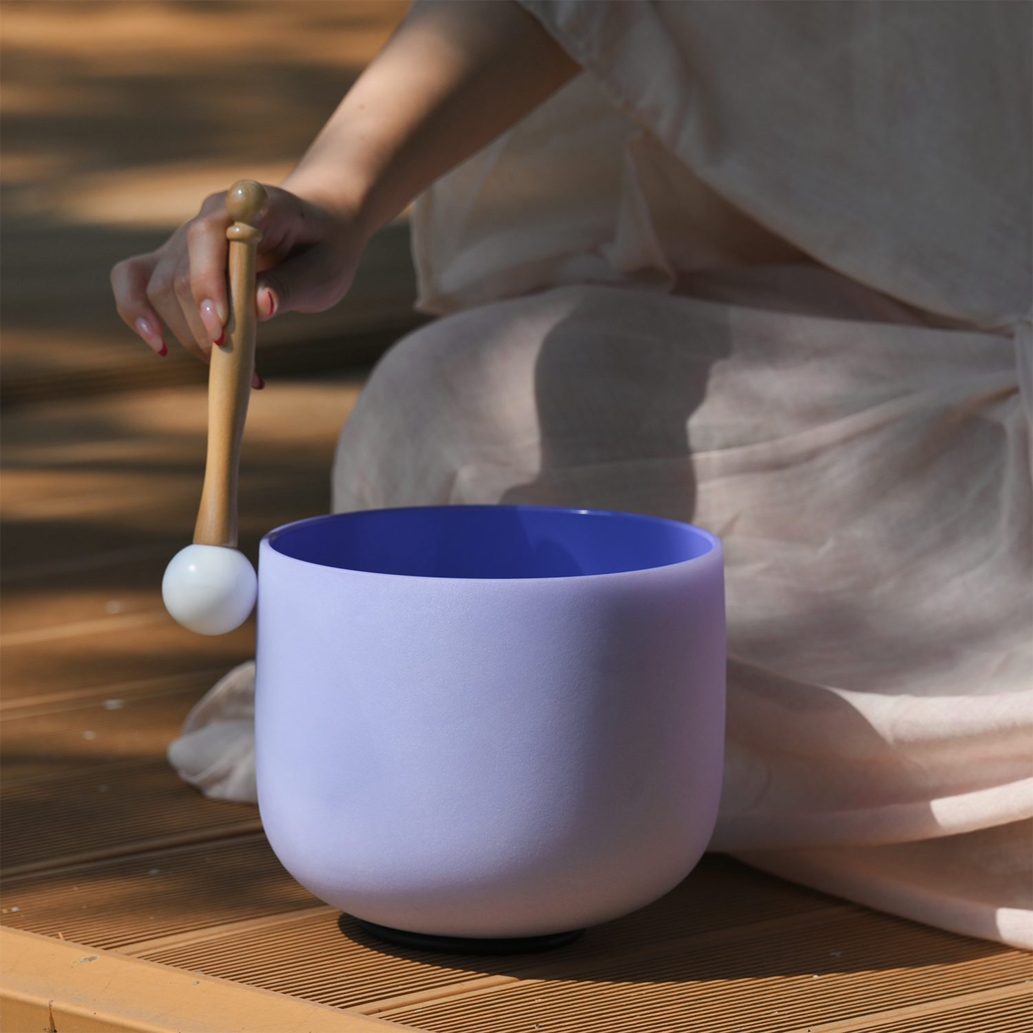 Violet Frosted Crystal Singing Bowl – B Note / Crown Chakra