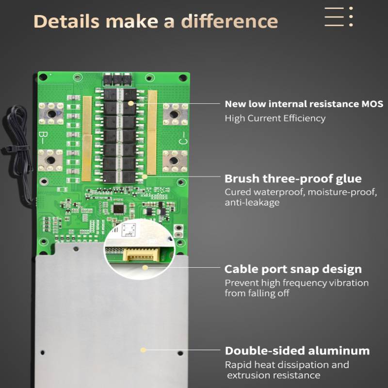 In stock BMS RS485/UART battery protection charger balance board ion 18650 bms 100a 8s jbd smart lifepo4 bms for lithium battery