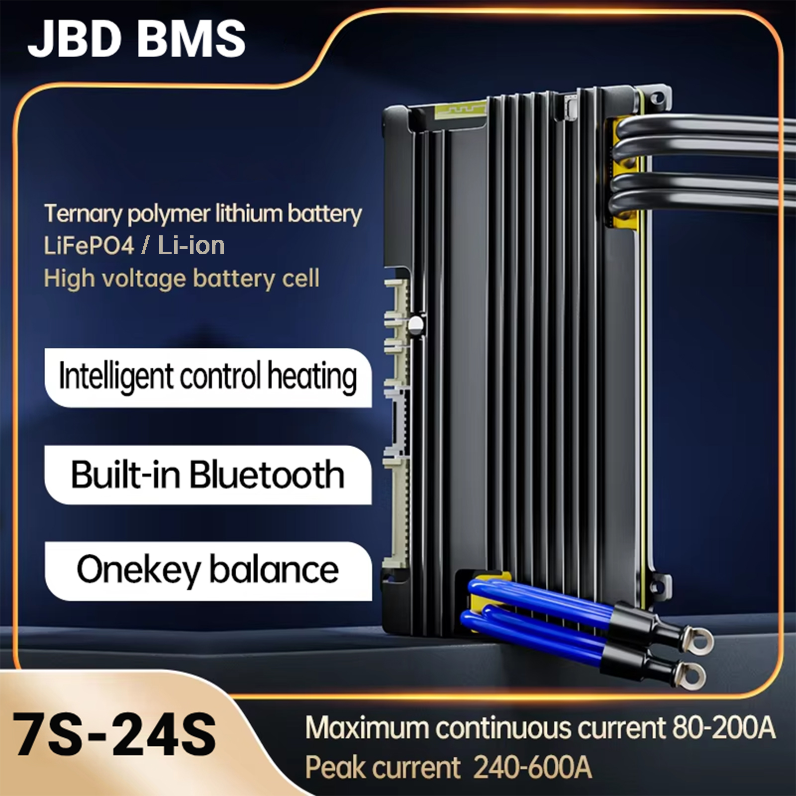 JBD BMS 7S-24S Lifepo4/Li-ion 100A 120A 150A 200A Smart BMS Built-in Bluetooth