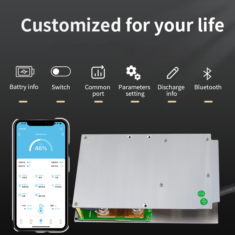 High Quality Lithium Ion Battery Bms 48S 14S 72V 200A 6S 300A 13S 32S 8S 24V 20S 100A 48V 16S JBD Smart Bms Lifepo4 With Canbus