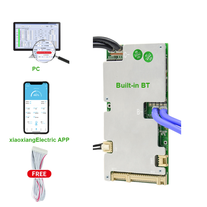 Hot selling 18650 lithium Li-ion uart BMS 10s 36v 100a jbd smart 16S 48v 200a bms lifepo4 for lifepo4 battery