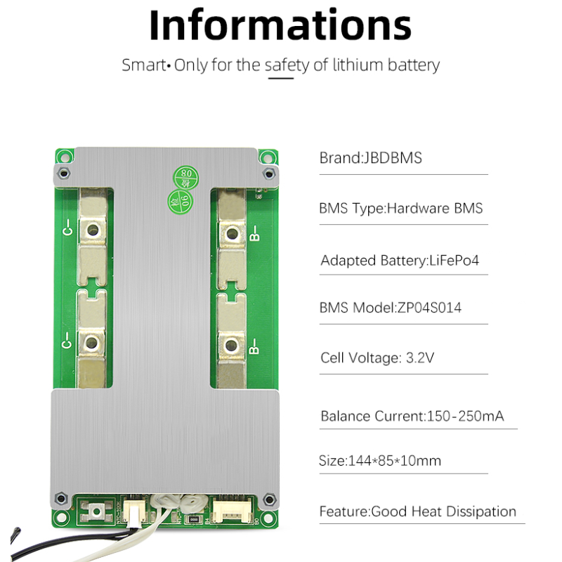 JBD hardware BMS battery protection board balance 250MA lithium 4S 12v battery management system bms lifepo4 for lifepo4 battery