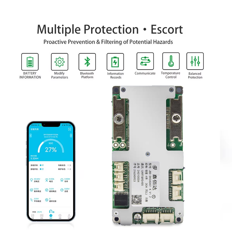JBD BMS 3S-4S Smart BMS 12v Lifepo4/Li-ion 20A 30A 50A 80A Battery Management System with UART RS485 Canbus Function