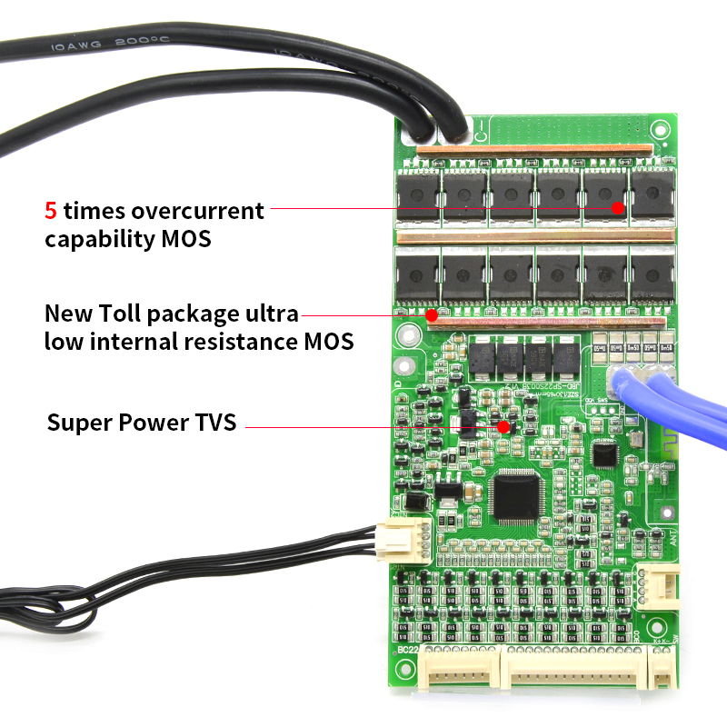 Hot selling 18650 lithium Li-ion uart BMS 10s 36v 100a jbd smart 16S 48v 200a bms lifepo4 for lifepo4 battery