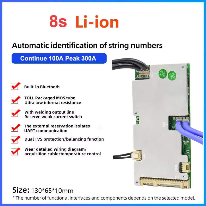 Hot selling 18650 lithium Li-ion uart BMS 10s 36v 100a jbd smart 16S 48v 200a bms lifepo4 for lifepo4 battery