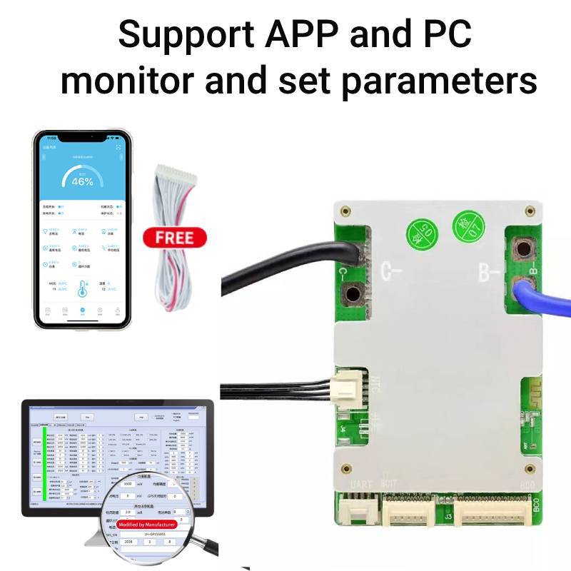 JBD Battery Management Systems UART/BT 18650 Smart BMS Board 40A/50A/80A 16S 48V Lifepo4/Ion JiaBaiDa BMS For Lithium Batteries
