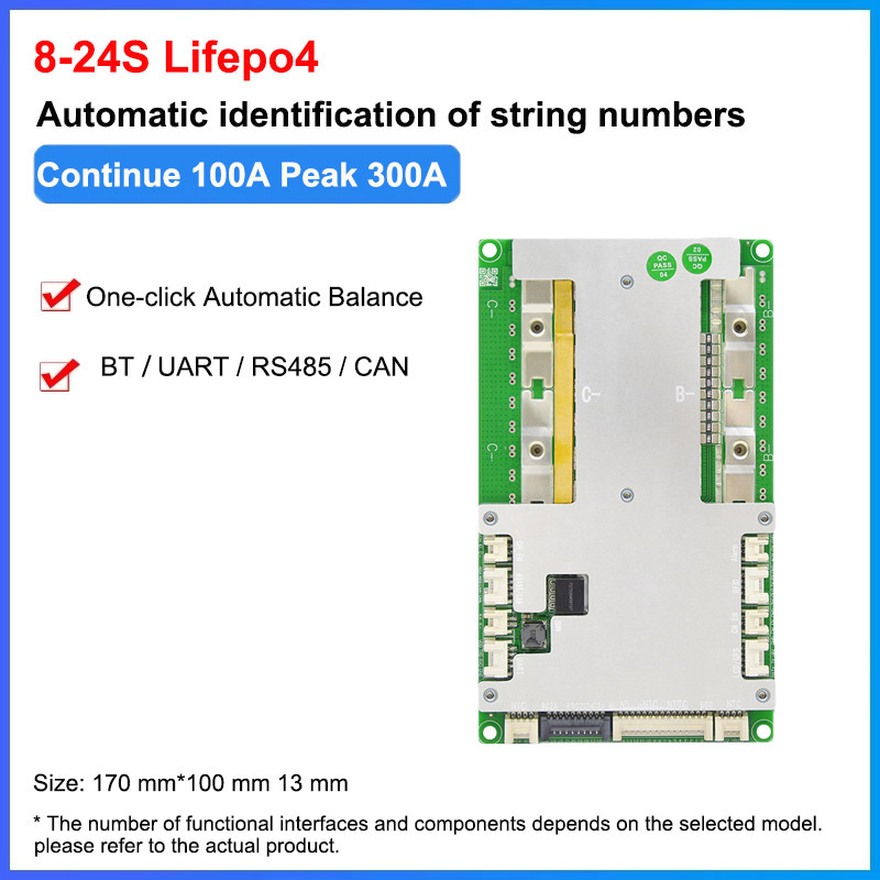 JBD SMART BMS 4NTC sensor 24S 150A Lipo4/Li-ion battery pack 72V 40A 60A 100A bms high voltage with UART/Rs485/CANBUS/BUZZER