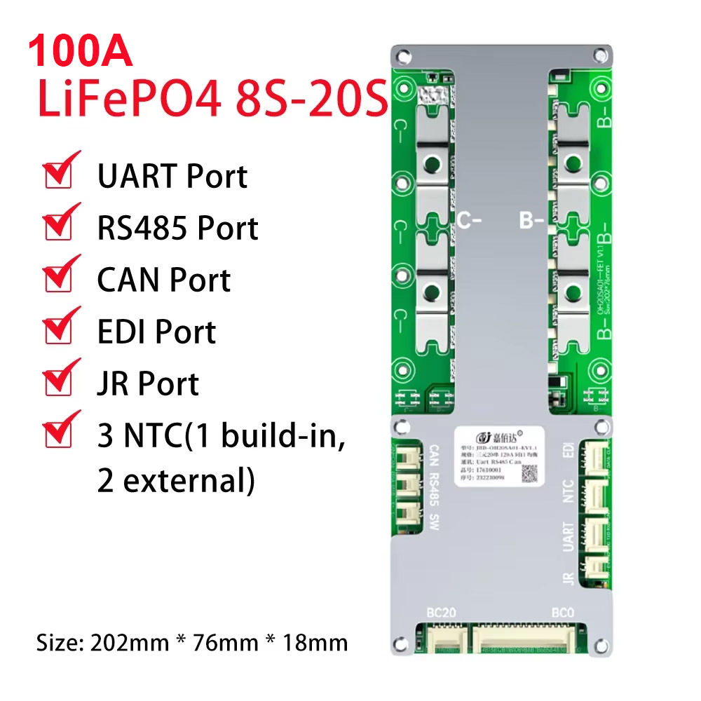 Smart bms 20s lifepo4/Liion 100A 150A 200A built-in Bluetooth with UAR