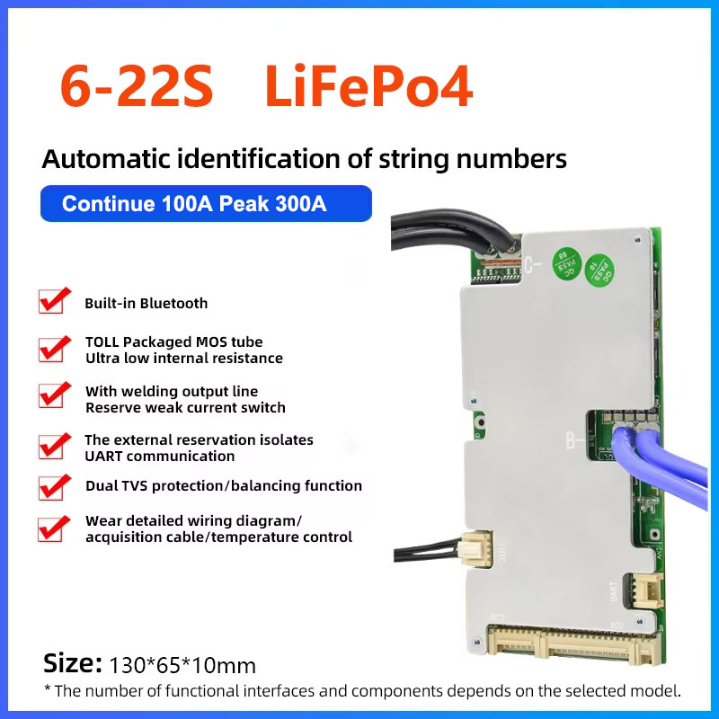 Hot selling 18650 lithium Li-ion uart BMS 10s 36v 100a jbd smart 16S 48v 200a bms lifepo4 for lifepo4 battery