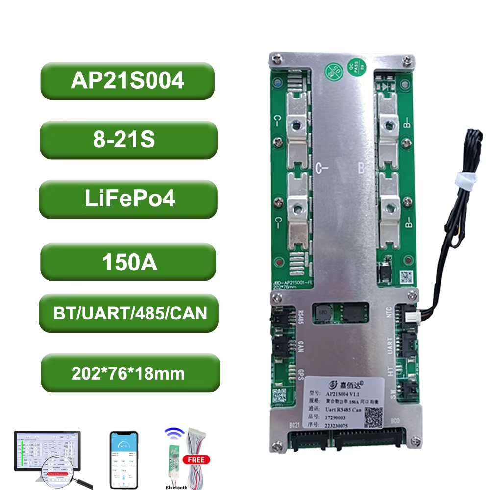 BMS lifepo4/Liion 8S 21S 80A 100A 150A 200A Built-in Bluetooth with UART balancing