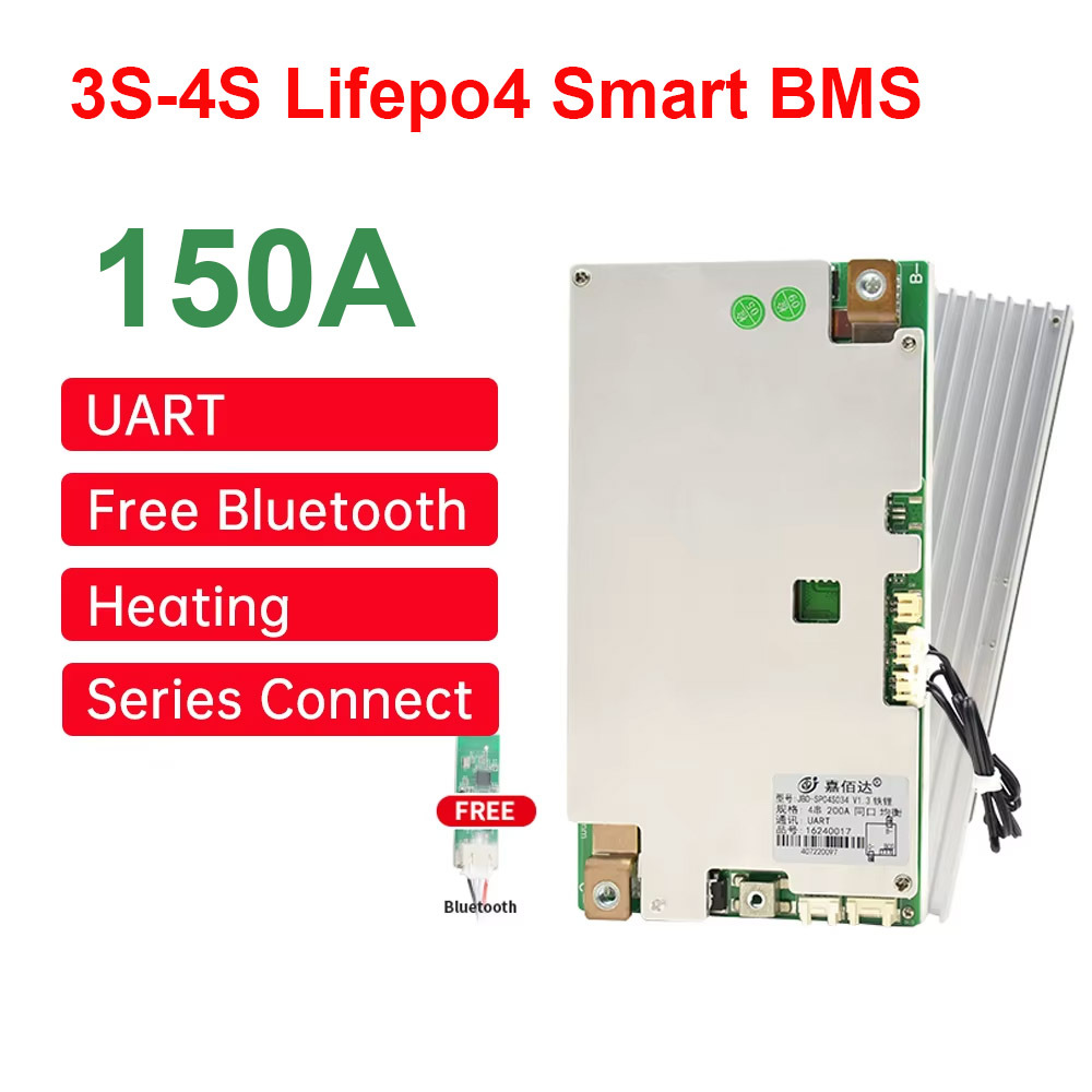 JBD smart bms 3s ups lithium charger board rv battery management system 18650 200a lcd inverter 4s bms for lifepo4 12v