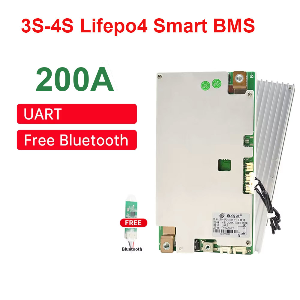 JBD smart bms 3s ups lithium charger board rv battery management system 18650 200a lcd inverter 4s bms for lifepo4 12v
