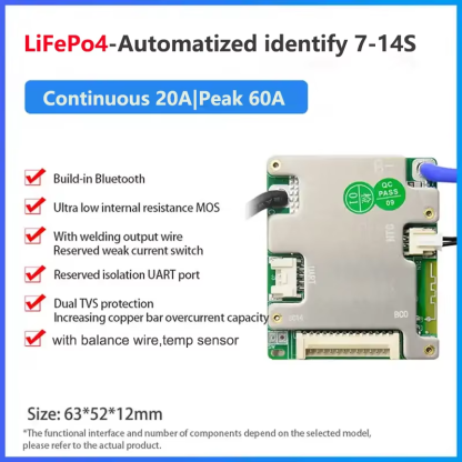 Jiabaida bms 14s 48v lithium battery bms 14s 18650 bms