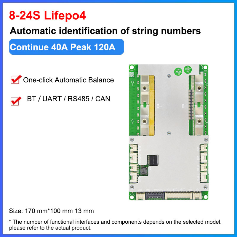 JBD SMART BMS 4NTC sensor 24S 150A Lipo4/Li-ion battery pack 72V 40A 60A 100A bms high voltage with UART/Rs485/CANBUS/BUZZER