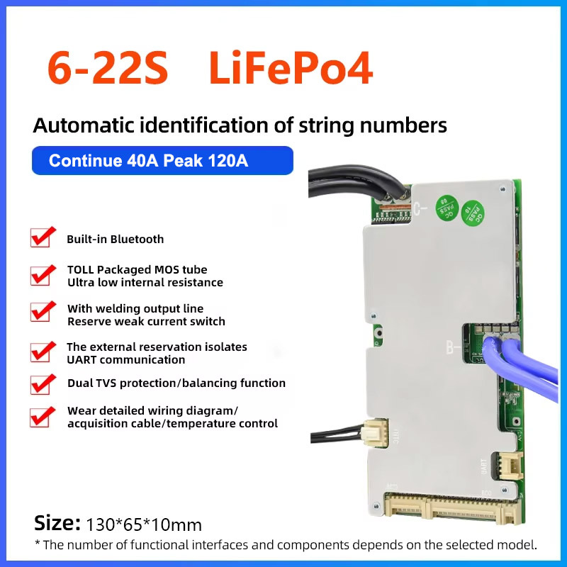 Hot selling 18650 lithium Li-ion uart BMS 10s 36v 100a jbd smart 16S 4