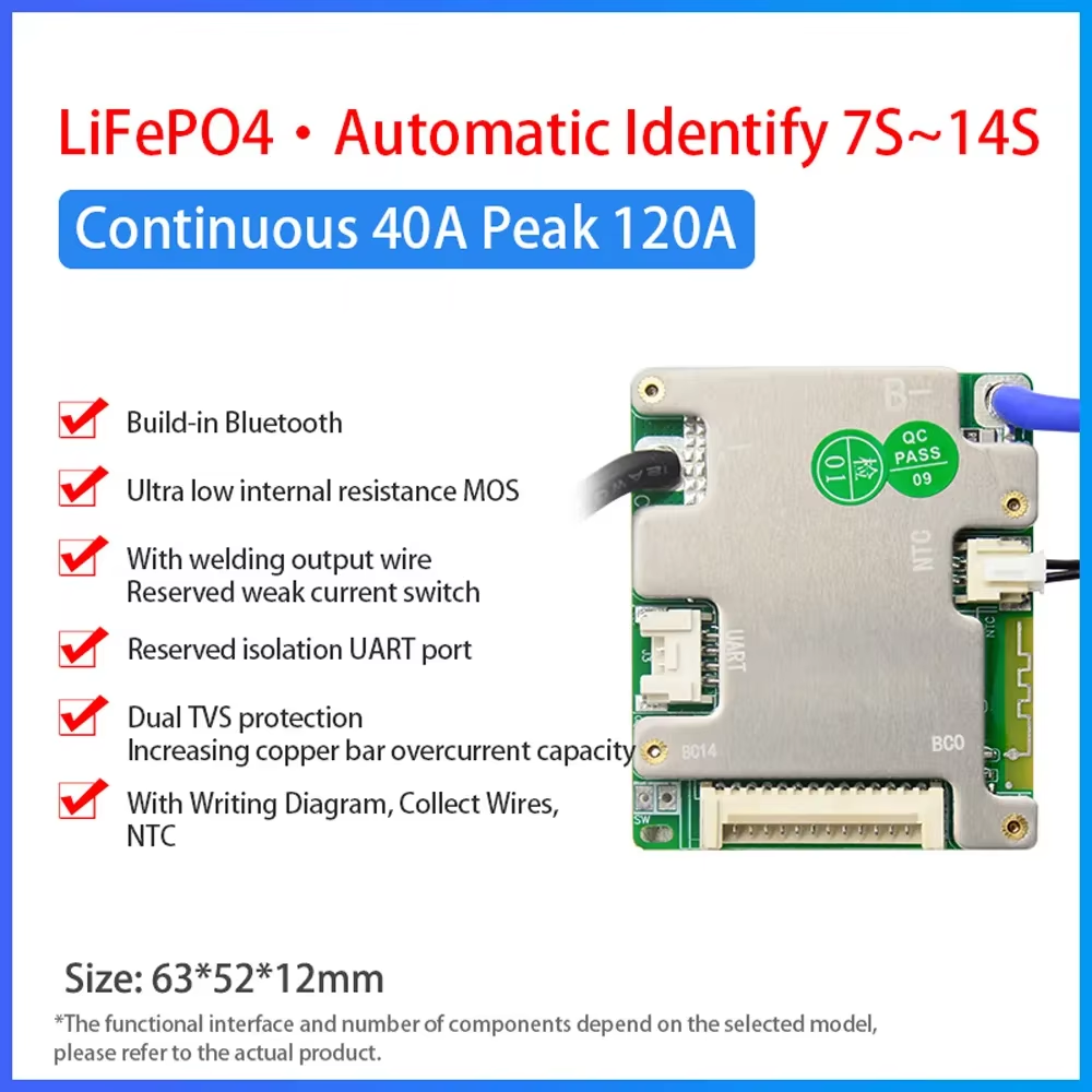 Jiabaida bms 14s 48v lithium battery bms 14s 18650 bms