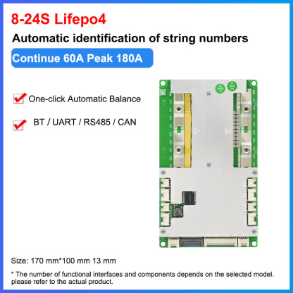 JBD SMART BMS 4NTC sensor 24S 150A Lipo4/Li-ion battery pack 72V 40A 60A 100A bms high voltage with UART/Rs485/CANBUS/BUZZER