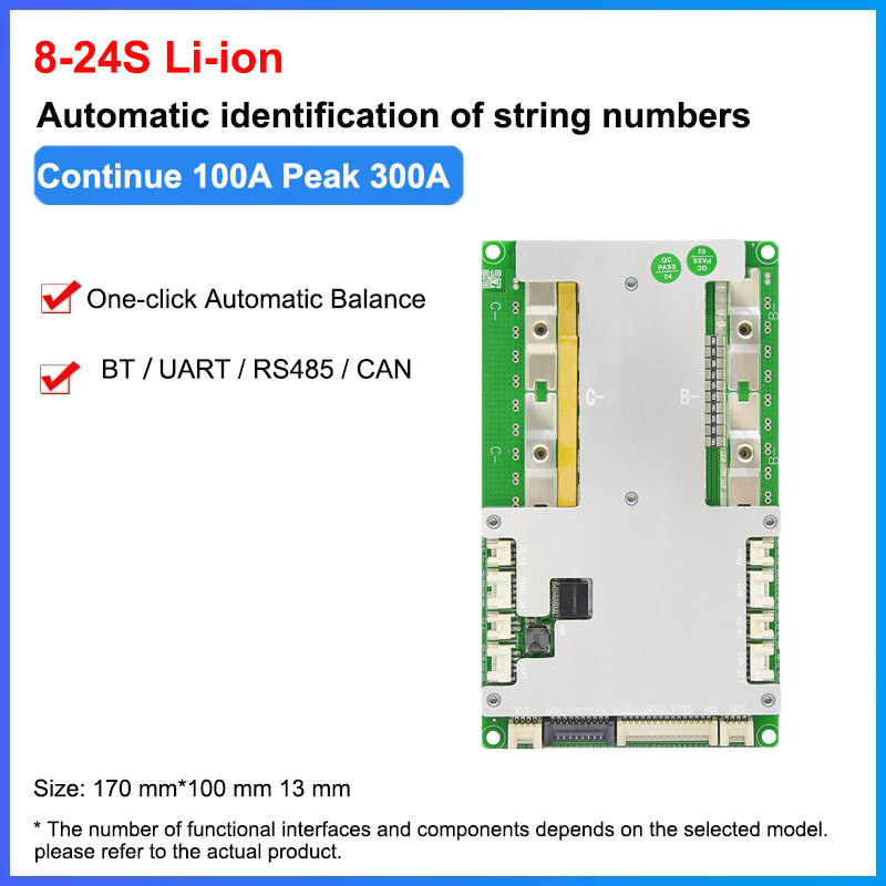 JBD SMART BMS 4NTC sensor 24S 150A Lipo4/Li-ion battery pack 72V 40A 60A 100A bms high voltage with UART/Rs485/CANBUS/BUZZER