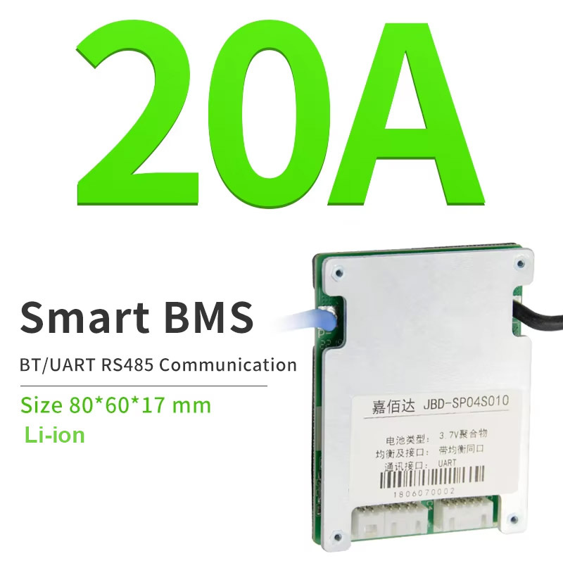 JBD 3s smart bms balancer board 12v lifepo4 30a bms 4s 20a 3.2v bms fo