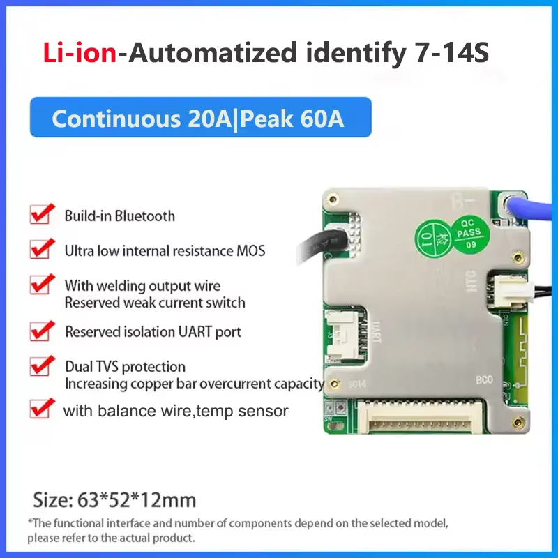 Jiabaida bms 14s 48v lithium battery bms 14s 18650 bms