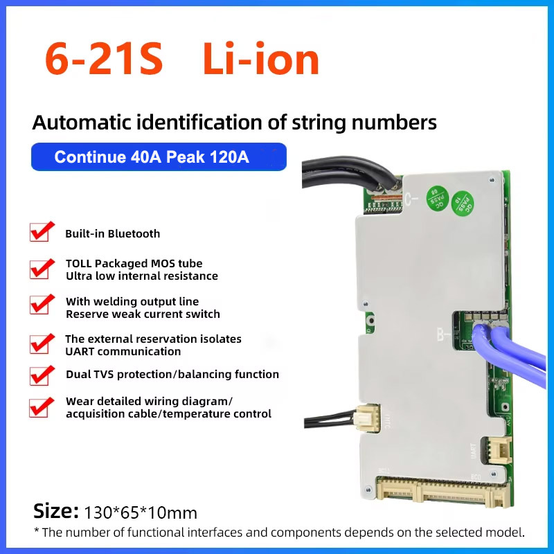 Hot selling 18650 lithium Li-ion uart BMS 10s 36v 100a jbd smart 16S 48v 200a bms lifepo4 for lifepo4 battery