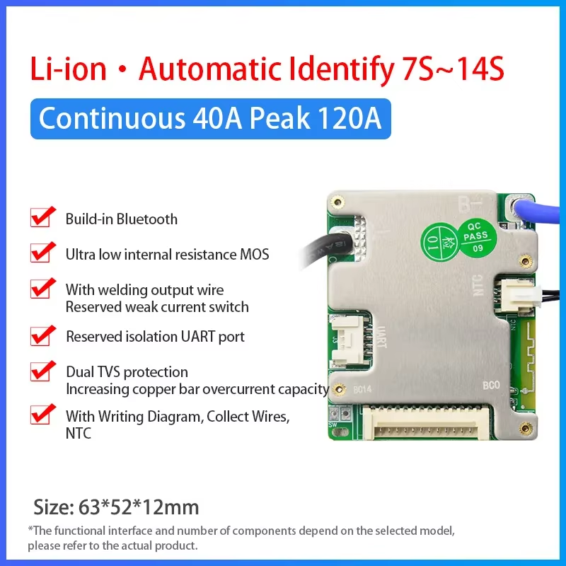 Jiabaida bms 14s 48v lithium battery bms 14s 18650 bms