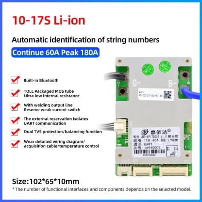 JBD Battery Management Systems UART/BT 18650 Smart BMS Board 40A/50A/80A 16S 48V Lifepo4/Ion JiaBaiDa BMS For Lithium Batteries